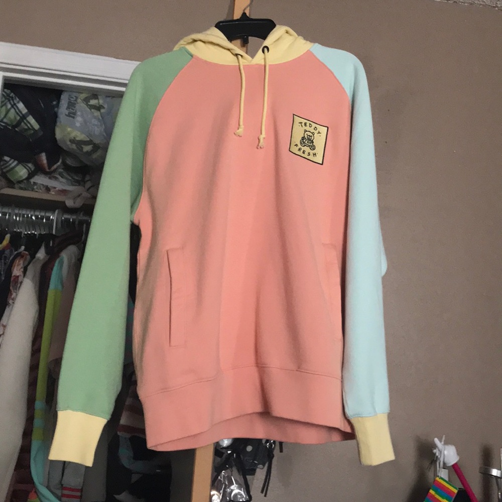 Teddy Fresh Color Block Hoodie Natural Color